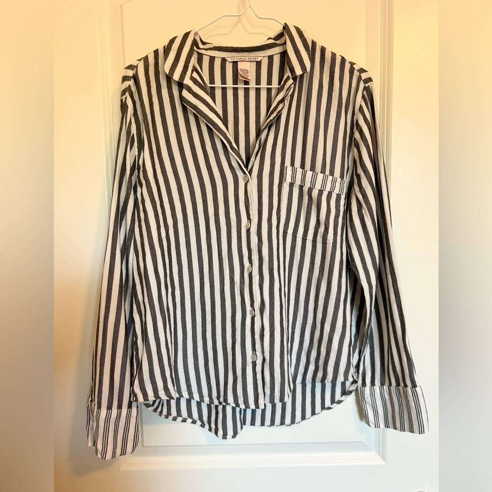 Victoria’s Secret Striped Button-Up pajama Shirt